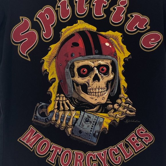 CALIFORNIA SPITFIRE MOTORCYCLES Skull Graphic Black Short Sleeve Tee Size L - Picture 7 of 16